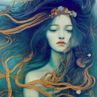 Abstraktes schönes Mädchen mit Haaren im Wind von F. Abderrahim