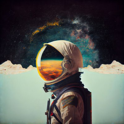 Abstrakter einsamer Astronaut im Weltraum von F. Abderrahim