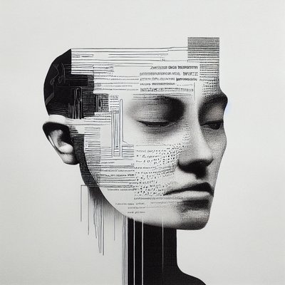 Minimalismus Männergesicht Malerei von F. Abderrahim