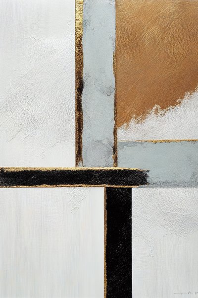 Weiß & Schwarz, goldene abstrakte Linien von F. Abderrahim
