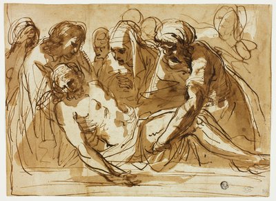 Grablegung (recto); Jungfrau und Kind mit dem kleinen Johannes dem Täufer (verso) von imitator of Guercino