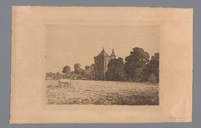 Ansicht von Schloss Brederode von einer Wiese aus gesehen von jonkheer Barthold Willem Floris van Riemsdijk