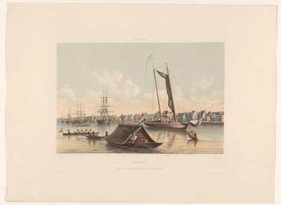 Wasserkante und Reede in Paramaribo (Suriname. Blick auf die Wasserkante und Reede von Paramaribo) von jonkheer Jacob Eduard van Heemskerck