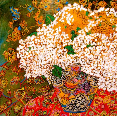 Blumen in chinesischer Vase, 2016 von linda arthurs