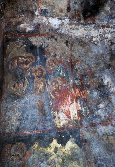 Christus und Engel, Fresko in der byzantinischen Kirche Agios Constantinos und Agia Eleni, Voukolies, Kreta, Griechenland (Foto) von Theodore Charles Ange Coquelin