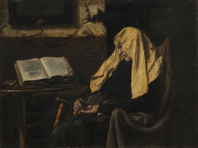 Schlafende alte Frau von possibly France, mid 19th Century