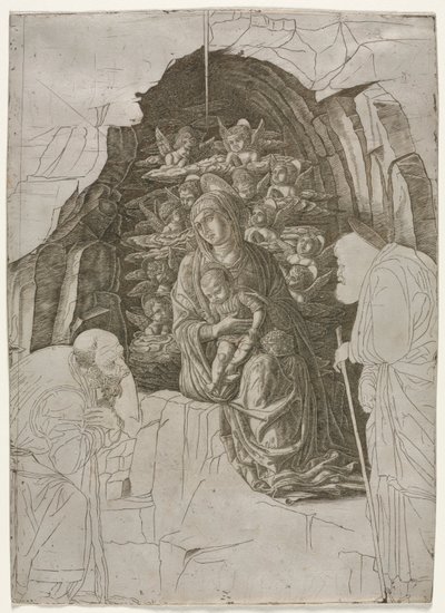 Jungfrau und Kind in der Grotte von probably by the so called Premier Engraver