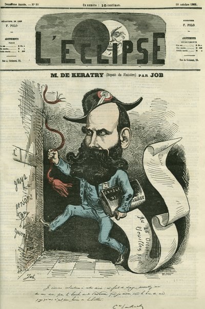 Karikatur von Emile Keratry (1832-1904), französischer Politiker. Titelbild in „L