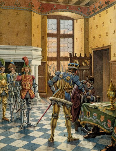 Geschichte Frankreichs im Mittelalter: Treffen von Peronne zwischen König Ludwig XI. der Kluge (1423-1483) und Karl dem Kühnen (1433-1477) von pseudonym for Onfray de Breville Jacques Job