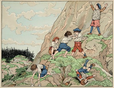 Illustration aus dem Buch „Le bon roy Henri“, illustriert von Job: Kindheit von Heinrich IV. bei den Bauern von pseudonym for Onfray de Breville Jacques Job