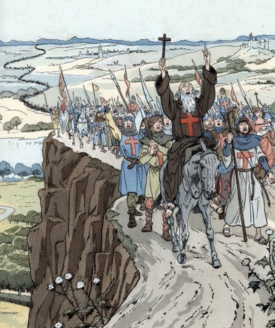 Peter der Einsiedler führte den Ersten Kreuzzug (1096) mit dem Ruf „Gott will es!“ von pseudonym for Onfray de Breville Jacques Job