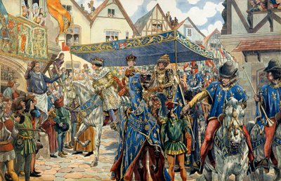 Triumphaler Einzug von Ludwig XI. von Frankreich, genannt der Kluge (1423-1483) in Paris am 30. August von pseudonym for Onfray de Breville Jacques Job