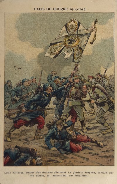 Erster Weltkrieg: Die Eroberung der Flagge (Illustration) von pseudonym for Onfray de Breville Jacques Job