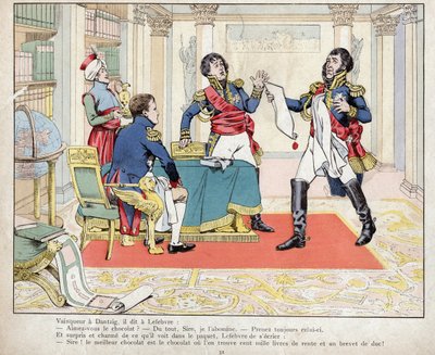 Napoleon und Lefebvre bei der Belagerung von Danzig, 24. Mai 1807 (Lithographie von Job) von pseudonym for Onfray de Breville Job