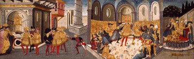 Die Ermordung und das Begräbnis von Julius Caesar von workshop of Apollonio di Giovanni
