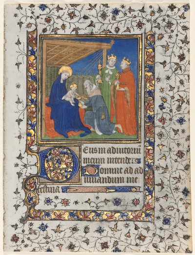 Bifolio aus einem Stundenbuch: Anbetung der Könige von workshop of Boucicaut Master