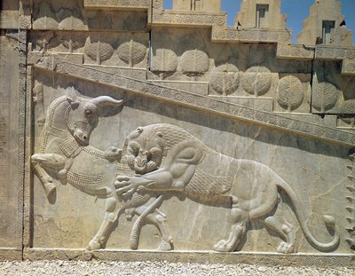Lowe Im Kampf Gegen Einen Stier Relief Auf Der Osttre