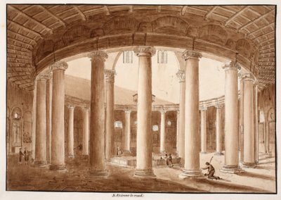 Santo Stefano Rotondo 13 Radierung Mit Brauner Wasc