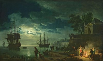 Nacht: Ein Hafen im Mondschein, 1748 von Claude Joseph Vernet