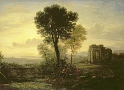 Morgen (Landschaft mit Jakob, Rachel und Lea am Brunnen), 1666 von Claude Lorrain