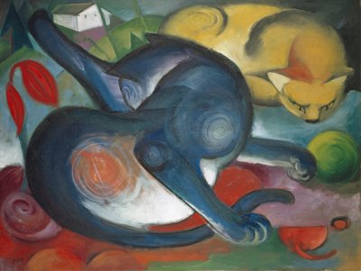 Zwei Katzen, blau und gelb, 1912 von Franz Marc (376774) Zwei Katzen, blau und gelb, 1912 von Franz Marc (376774)