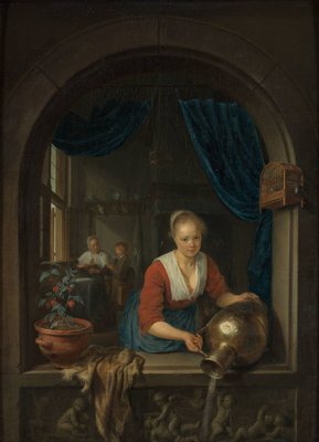 Dienstmädchen am Fenster, um 1660 von Gerard Dou (1202254)