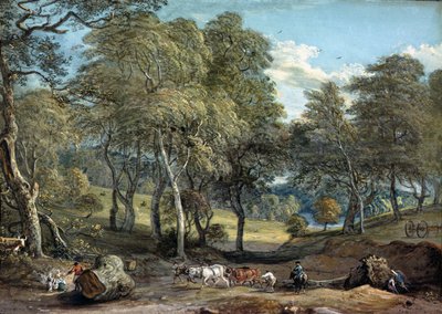 Windsor Wald mit den Ochsen Zeichnung Holz, 1798 von Paul Sandby