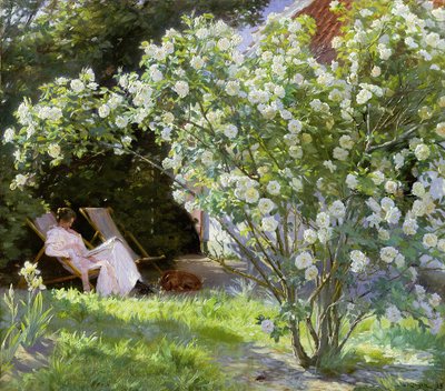 Rosen oder die Frau des Künstlers im Garten von Skagen von Peder Severin Kroyer