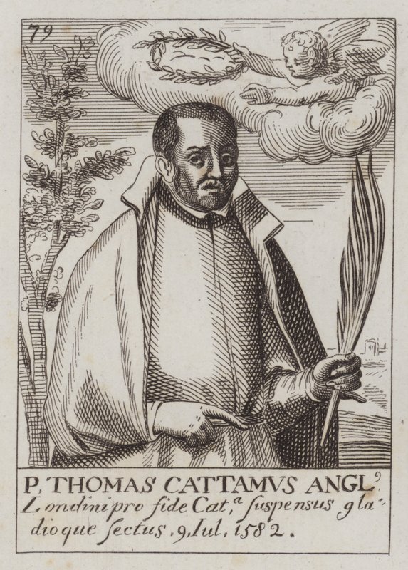 Thomas Cottam, englischer katholischer Priester und Märtyrer (Gravur) von (after) English School