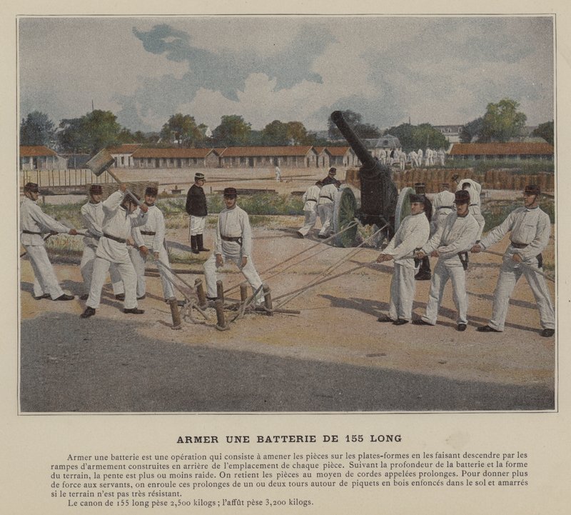 Eine 155-mm-Batterie bewaffnen von (after) French Photographer