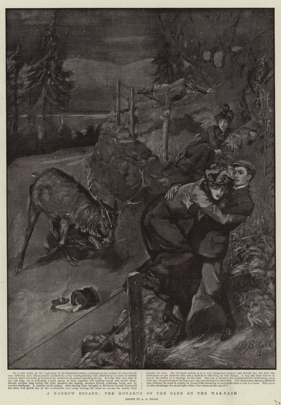 Eine knappe Flucht, der Monarch des Glen auf dem Kriegspfad von A. G. Small