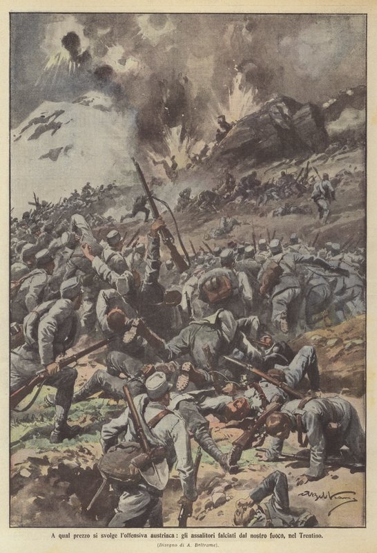 Zu welchem Preis die österreichische Offensive stattfindet, die Angreifer werden von unserem Feuer im Trentino niedergemäht von Achille Beltrame