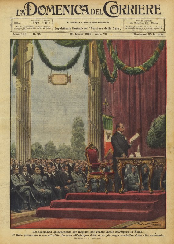 Bei der fünfjährigen Versammlung des Regimes im Königlichen Operntheater in Rom von Achille Beltrame