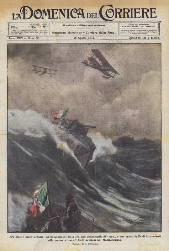 Zwischen bewaffnetem Himmel und Meer, ein aufregender Kampf zwischen einer MAS-Staffel und einer Staffel... von Achille Beltrame