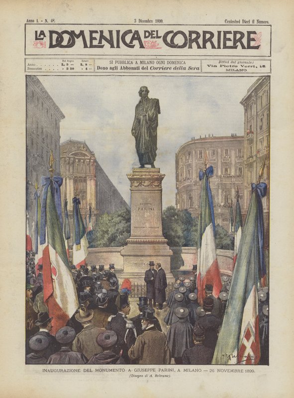 Einweihung des Denkmals für Giuseppe Parini in Mailand, 26. November 1899 von Achille Beltrame