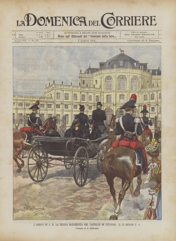 Die Ankunft von Königin Margherita im Schloss von Stupinigi am 25. Juni von Achille Beltrame