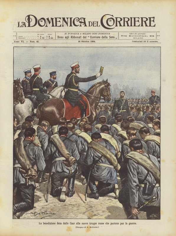 Der Segen des Zaren für die neuen russischen Truppen, die in den Krieg ziehen von Achille Beltrame