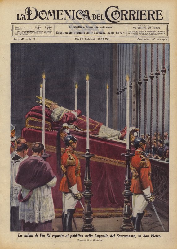 Der Leichnam von Pius XI. öffentlich ausgestellt in der Sakramentskapelle in St. Peter von Achille Beltrame