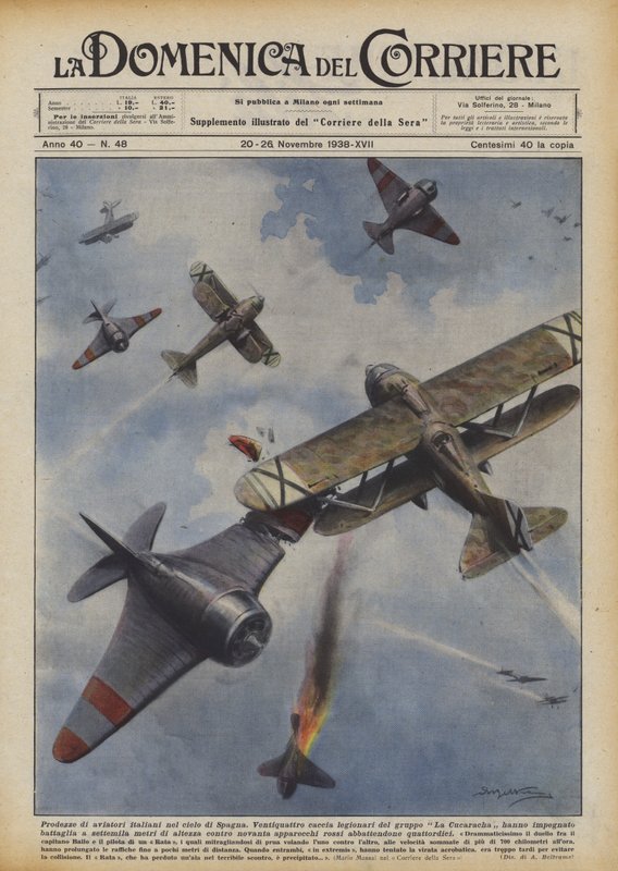 Heldentaten italienischer Flieger am Himmel Spaniens von Achille Beltrame