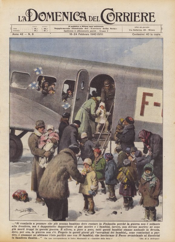 Es wird gedacht, dass kein Kind mehr in Finnland bleiben sollte, weil der Krieg... von Achille Beltrame