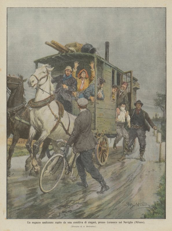Ein elfjähriger Junge von einer Gruppe Zigeuner bei Cernusco sul Naviglio (Mailand) entführt von Achille Beltrame