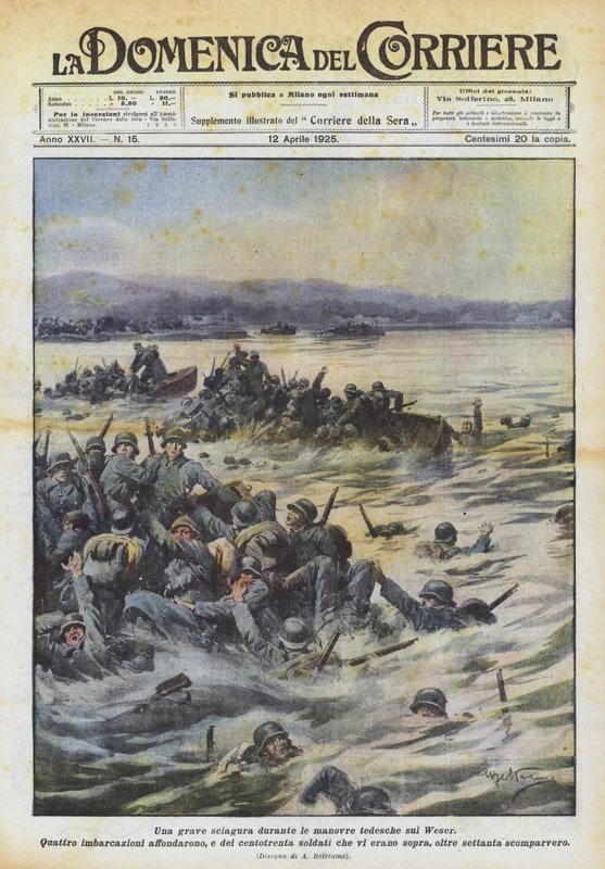 Ein schweres Unglück während der deutschen Manöver an der Weser von Achille Beltrame