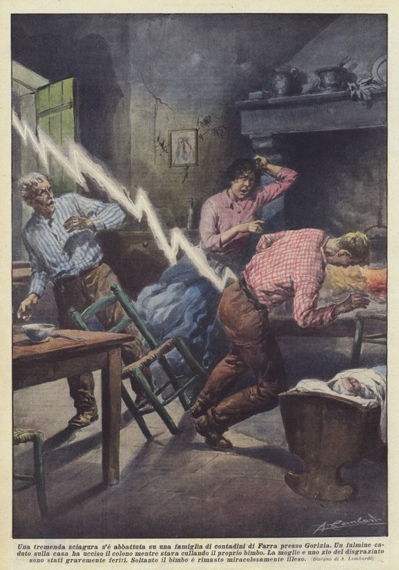 Eine schreckliche Katastrophe traf eine Bauernfamilie in Farra bei Gorizia von Achille Beltrame