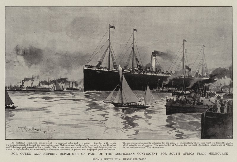 Für Königin und Reich, Abreise eines Teils des australischen Kontingents nach Südafrika von Melbourne von Albert Henry Fullwood