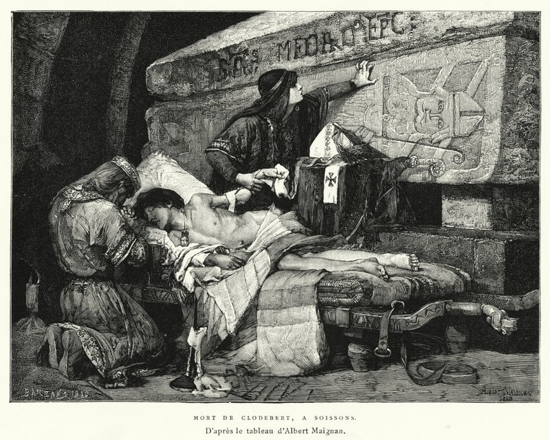 Mort De Clodebert, A Soissons (Gravur) von Albert Pierre René (after) Maignan