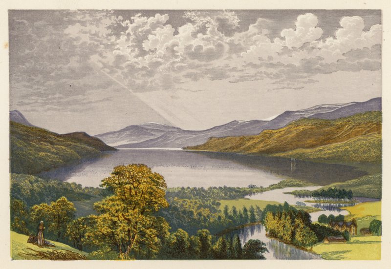 Schottische Loch-Szenerie: Loch Tay (Farblithographie) von Alexander Francis (after) Lydon