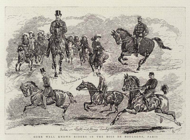 Einige bekannte Reiter im Bois de Boulogne, Paris von Alfred Chantrey Corbould