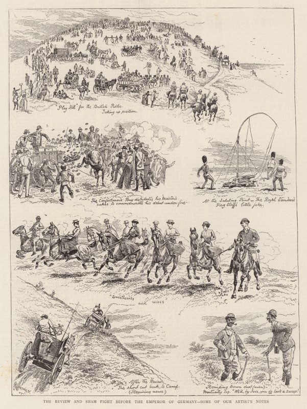Die Überprüfung und Scheinangriff vor dem Kaiser von Deutschland, einige Notizen unseres Künstlers von Alfred Chantrey Corbould