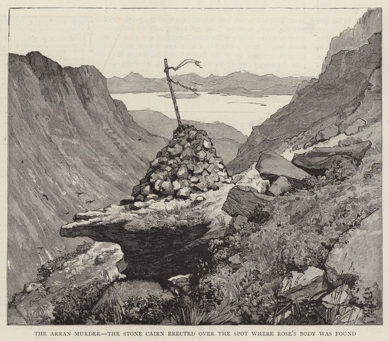 Der Arran-Mord, der Steinhaufen errichtet über der Stelle, wo Roses Leiche gefunden wurde von Alfred Heaton Cooper
