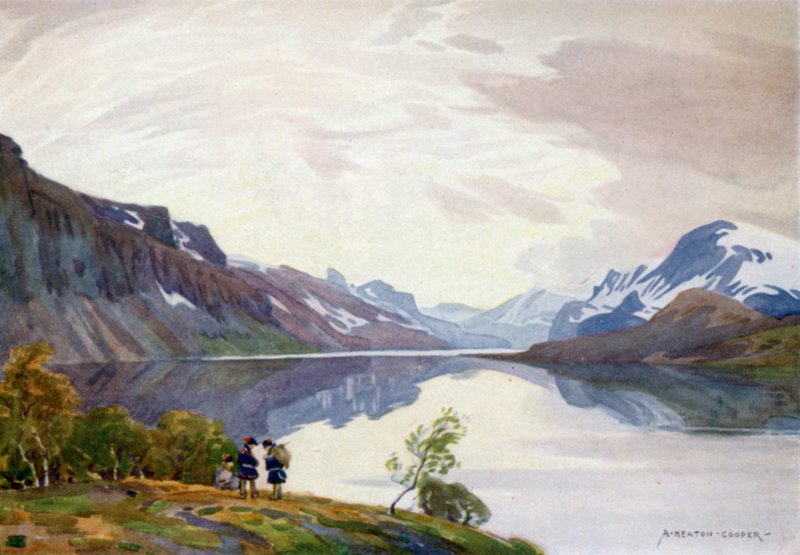 Blick von der Touristenstation, Saltoluokta, Lappland von Alfred Heaton Cooper